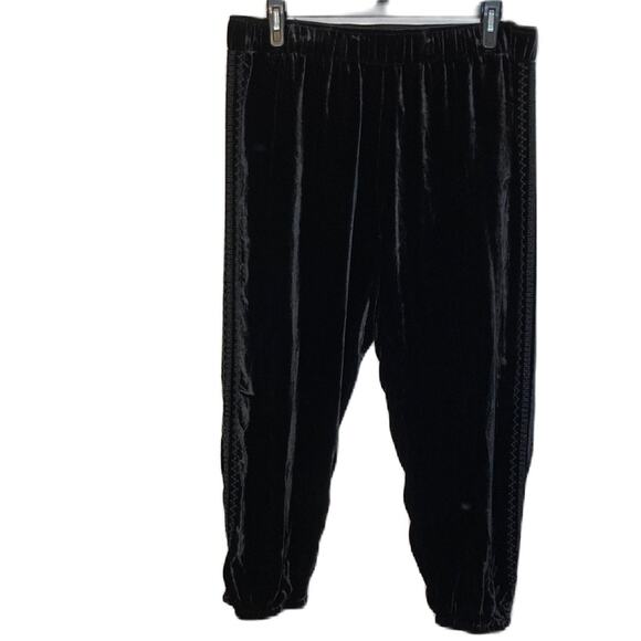 Johnny Was Black Aurora Velvet Silk Bohemian Joggers Pants Size XLP - Picture 1 of 12